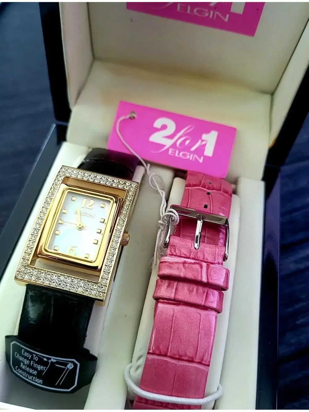 Very Rare Elgin Womans Watch Flip MOP‎ Dial Watch New In Box